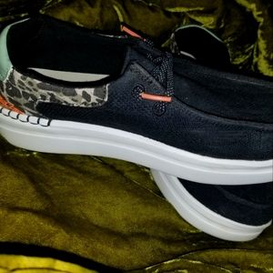 Hey Dude Black and Orange Mules